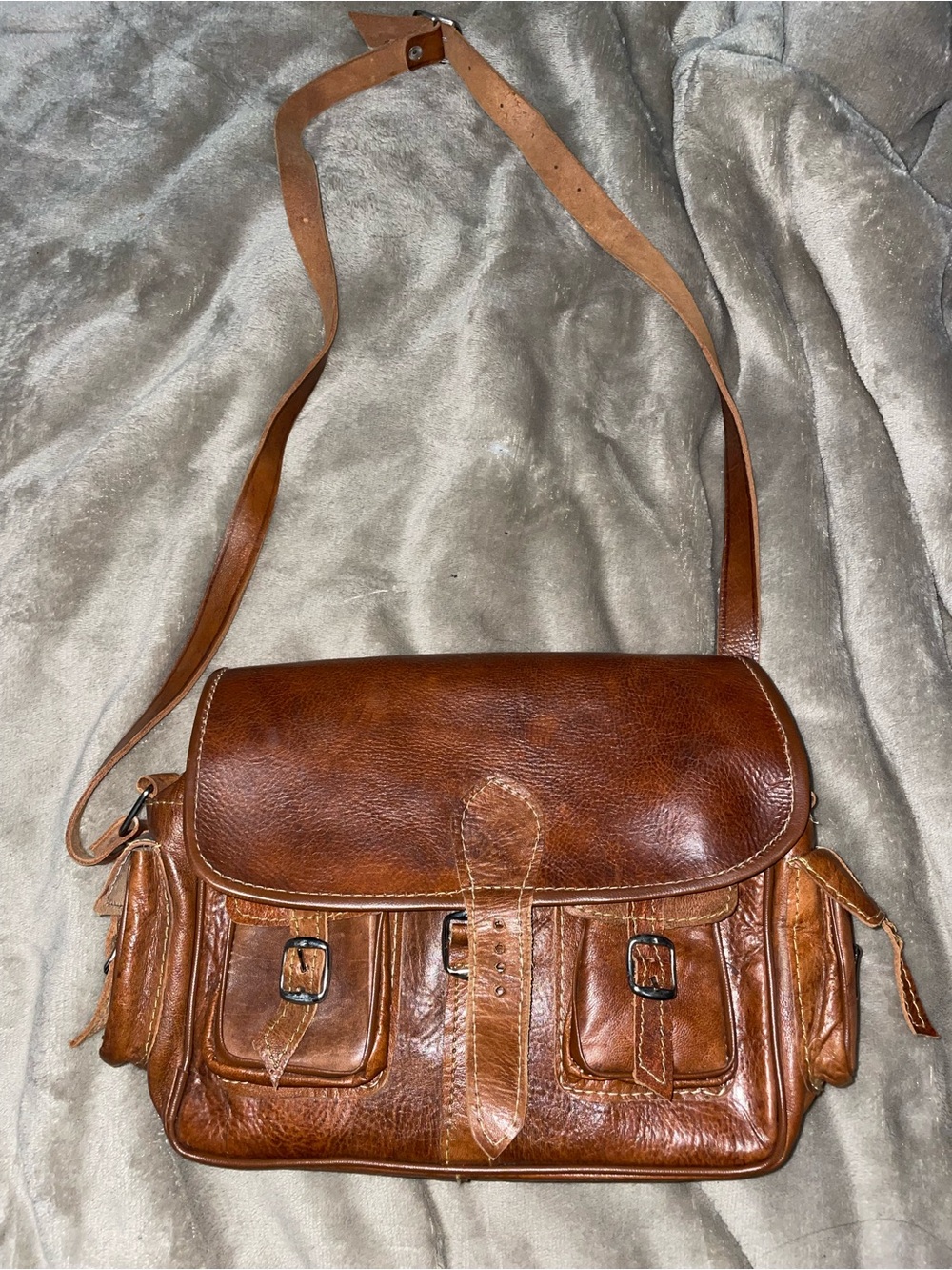 Brown Leather Crossbody Satchel - Classic Messenger Authentic Leather Bag